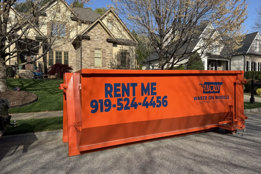 Waste On Wheels roll-off dumpster on a job in Smithfield, Johnston County, NC