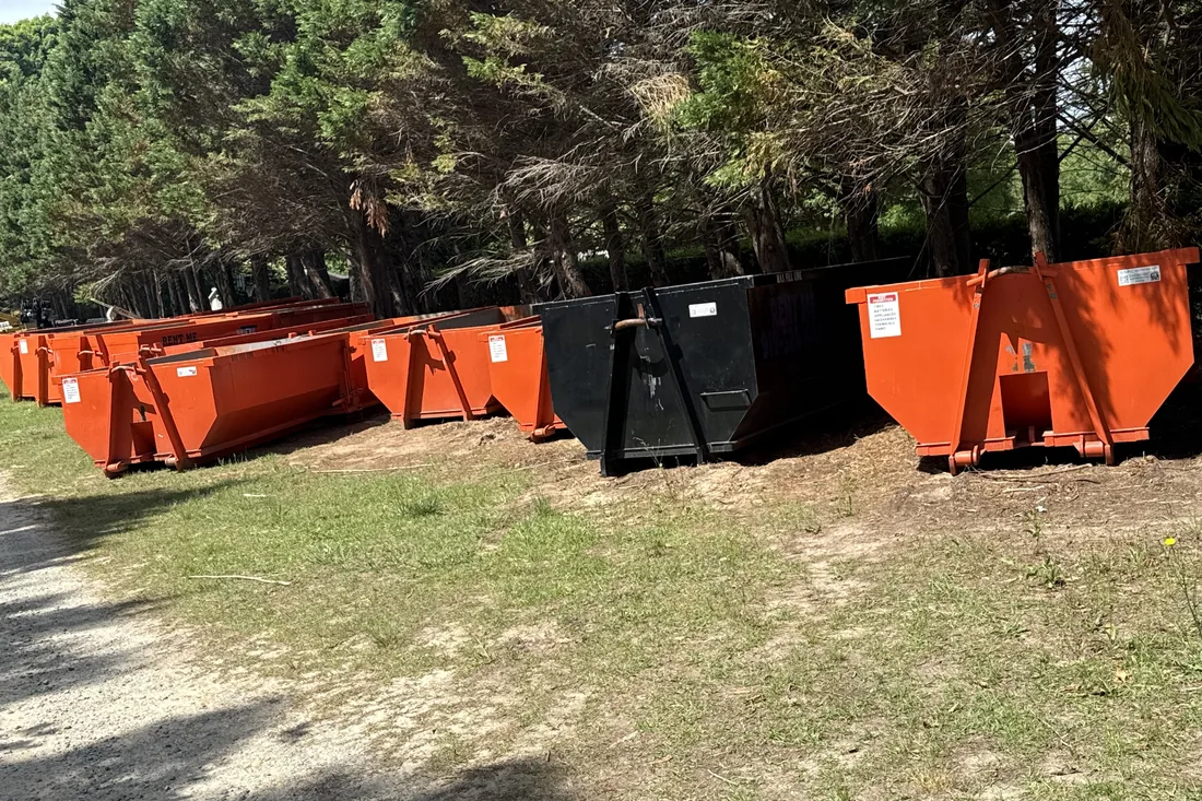 Waste On Wheels roll-off dumpster on a job in Garner, Wake County, NC