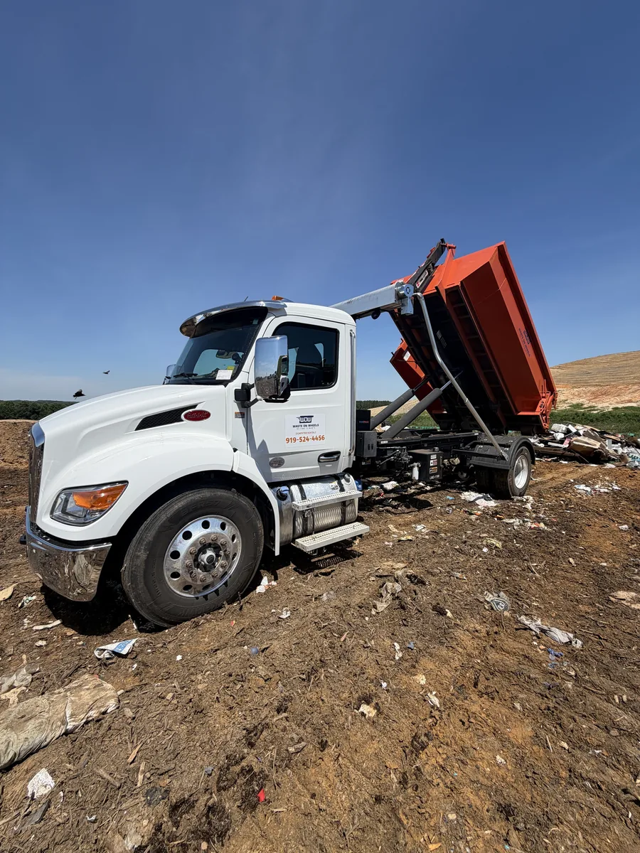 Waste On Wheels roll-off dumpster on a job in Goldsboro, Wayne County, NC